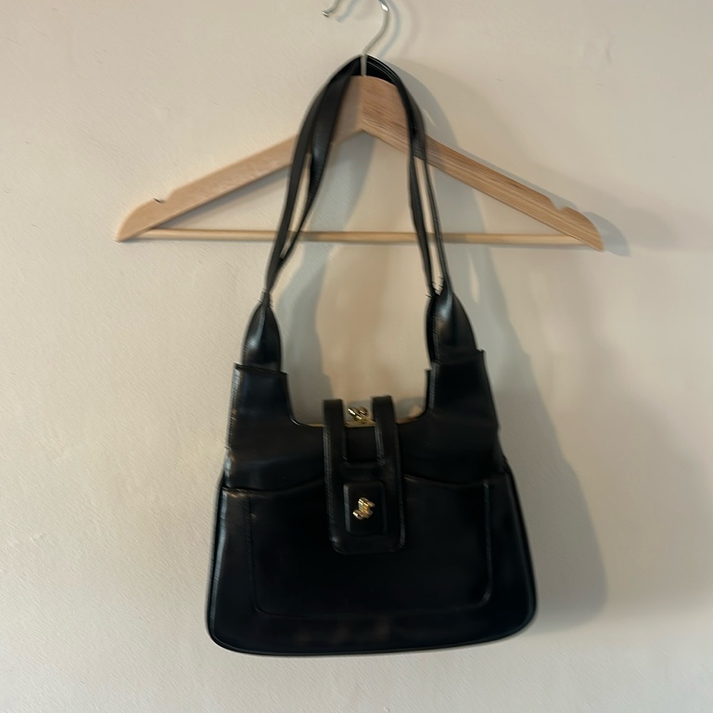 Black Leather Purse With Red Satin Lining. Leather. Really Good Shape.